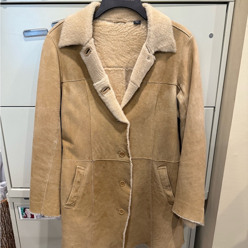 Tan Shearling Leather Jacket - image 7